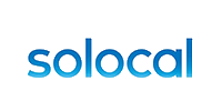 Solocal brand logo in blue text on a black background