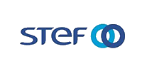 STEFO company logo: blue gradient wordmark with a blue circular motif to the right.